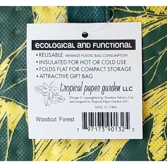Reusable Shopping Bag / Tote / Lunch Bag / Insulated /Thermal  Tropical Paper Lg - Picture 7 of 7